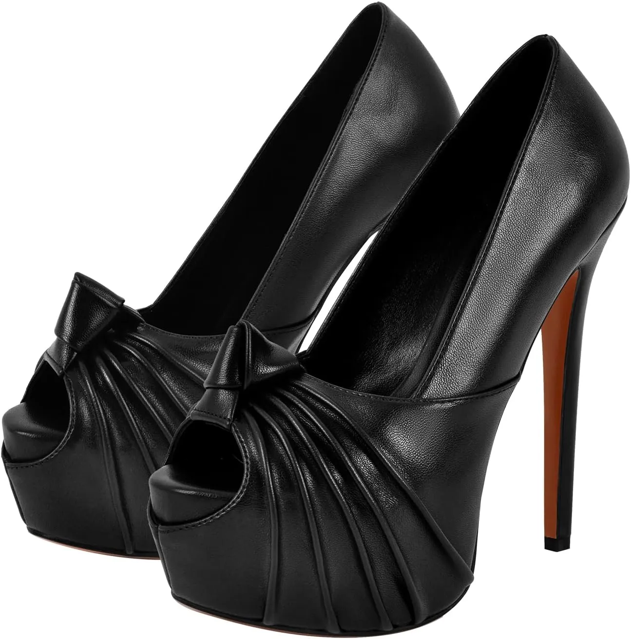 LISHAN Women's Platform 5.9in Super High Heels Pumps Slip On Pointed Toe Sandals