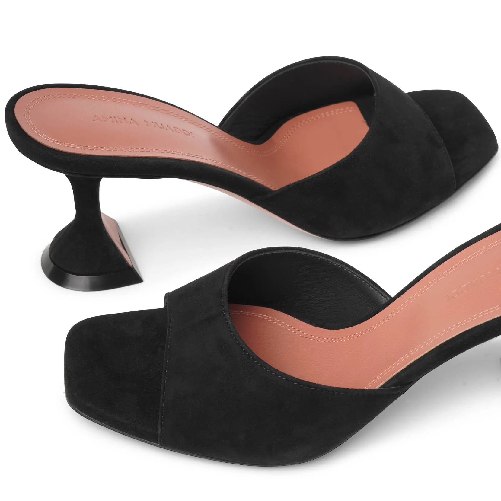 Lupita 70 black suede mule sandals