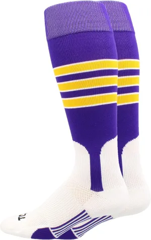 MadSportsStuff Baseball and Softball Stirrup Socks with Stripes Featheredge for Boys Girls Men Women Youth Adult Teams