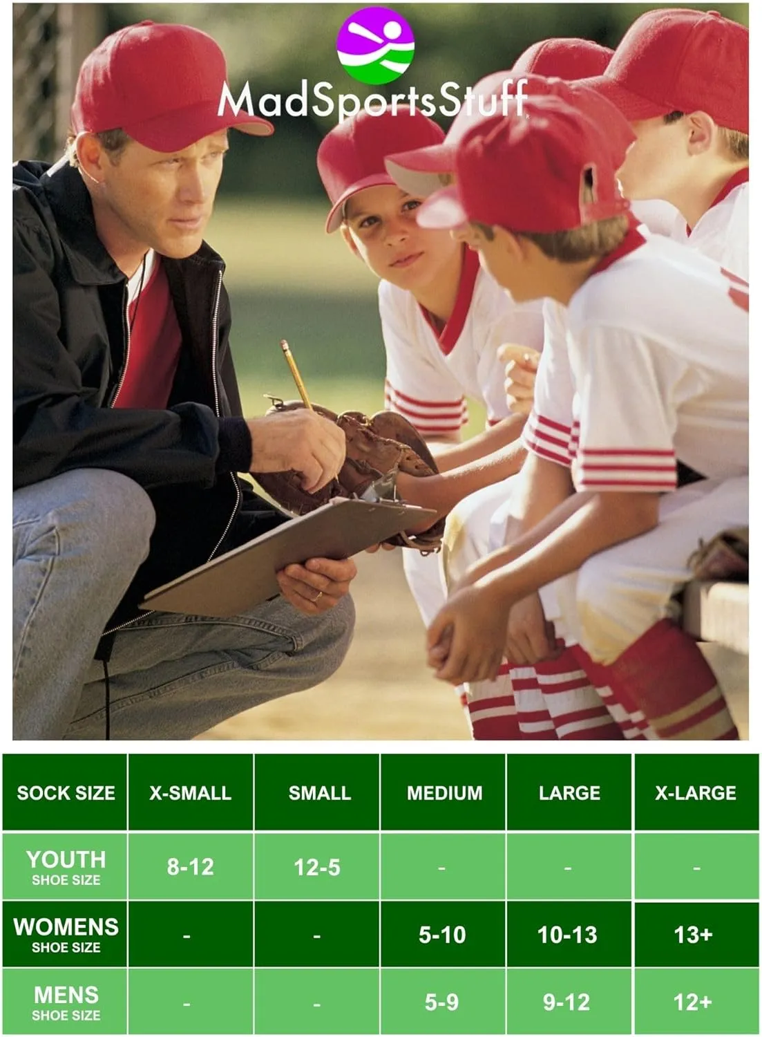 MadSportsStuff Baseball and Softball Stirrup Socks with Stripes Featheredge for Boys Girls Men Women Youth Adult Teams