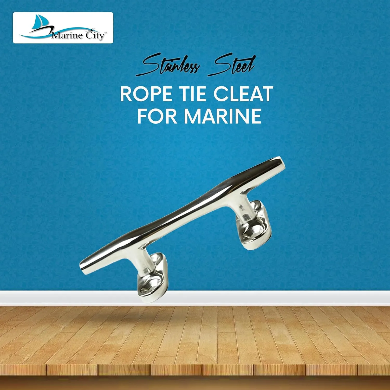 MARINE CITY Open Base Cleat, 316 Stainless Steel, Heavy Duty Mooring Cleat 4-Inch for Boats, Yachts, Marines