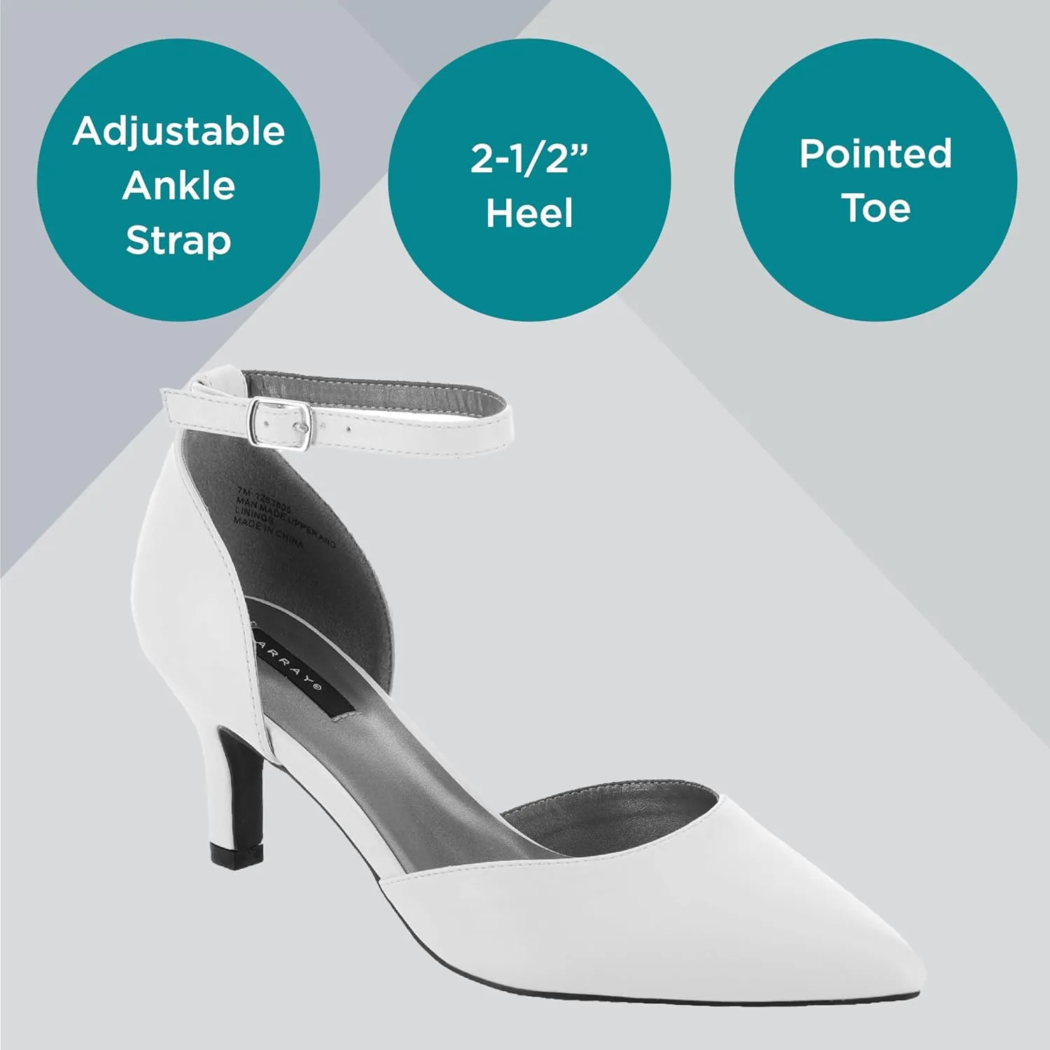 Masseys Women's Lynley D'Orsay Low Heel Pump with Ankle Strap