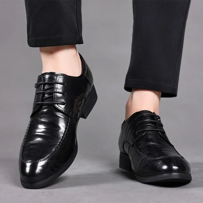 Men Leather Oxford Dress Shoes Round Toe Apron Toe Block Heel Rubber Sole Non Slip Party Comfortable Wedding Office Business Classic Fashion Formal