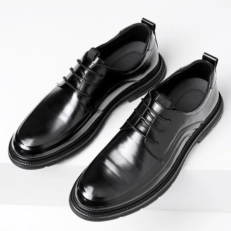 Mens Dress Shoes Men's Business Casual Patent Leather Formal Loafers Lace-Up Oxford Shoes