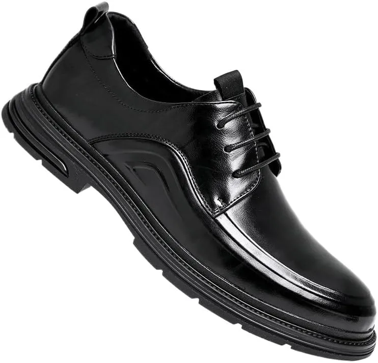 Mens Dress Shoes Men's Business Casual Patent Leather Formal Loafers Lace-Up Oxford Shoes
