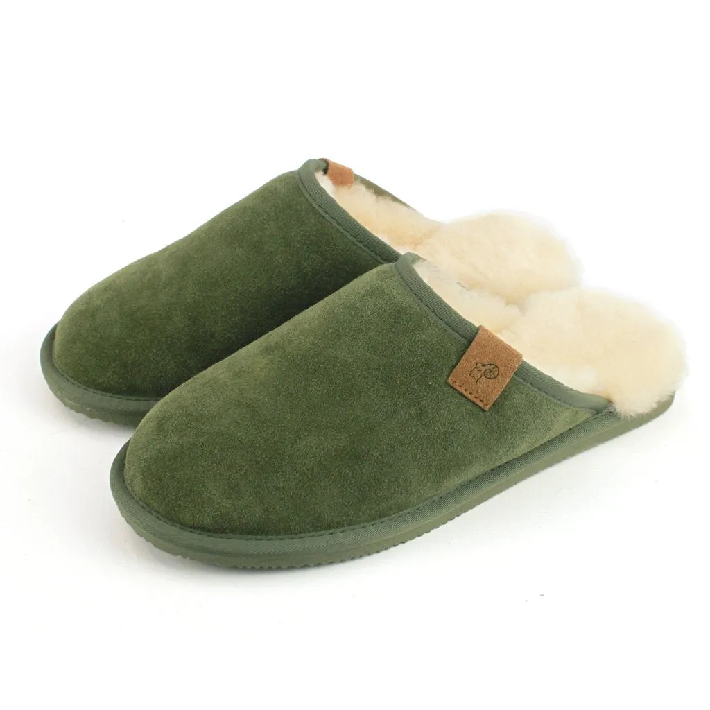 Men's Ellis Sheepskin Lined Slipper Mule - Olive/Natural
