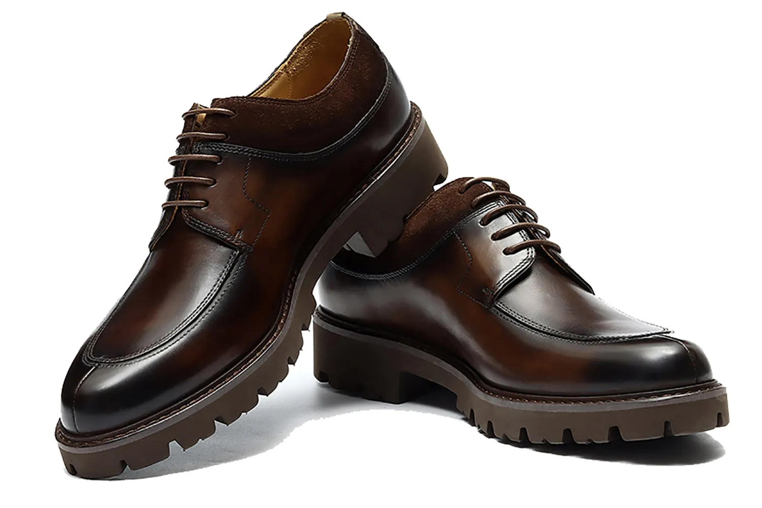Men's  Genuine Leather Tuxedo Derby Thick Sole Shoes