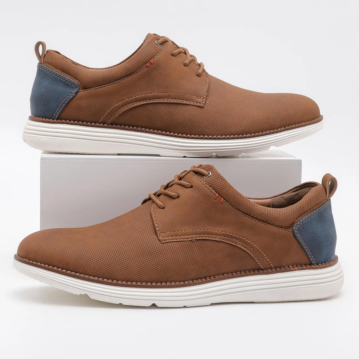 Men's Plain Toe Oxford Business Casual Shoes with Cushioning & Derby Flexibility & Fashion Sneakers