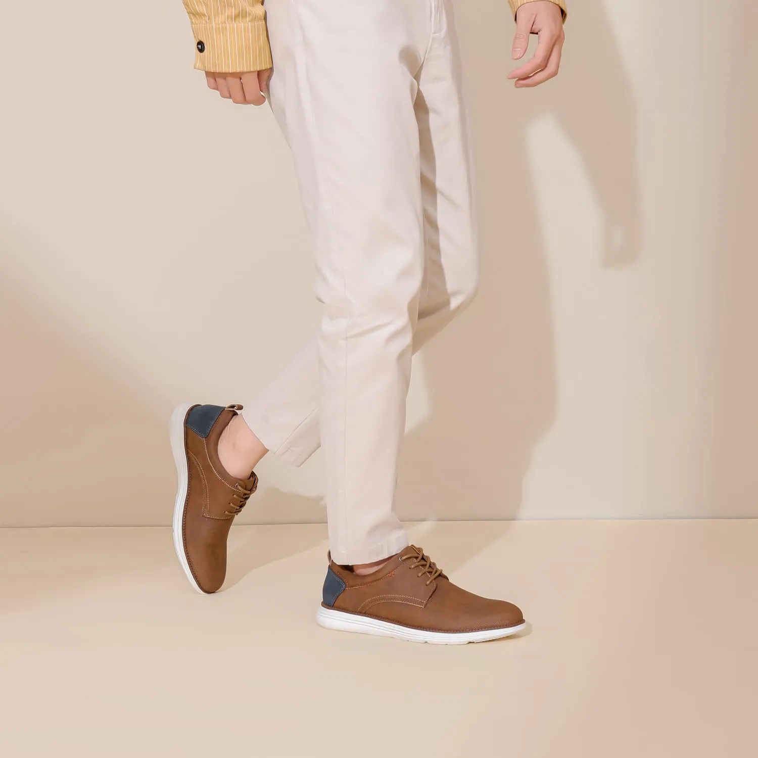 Men's Plain Toe Oxford Business Casual Shoes with Cushioning & Derby Flexibility & Fashion Sneakers