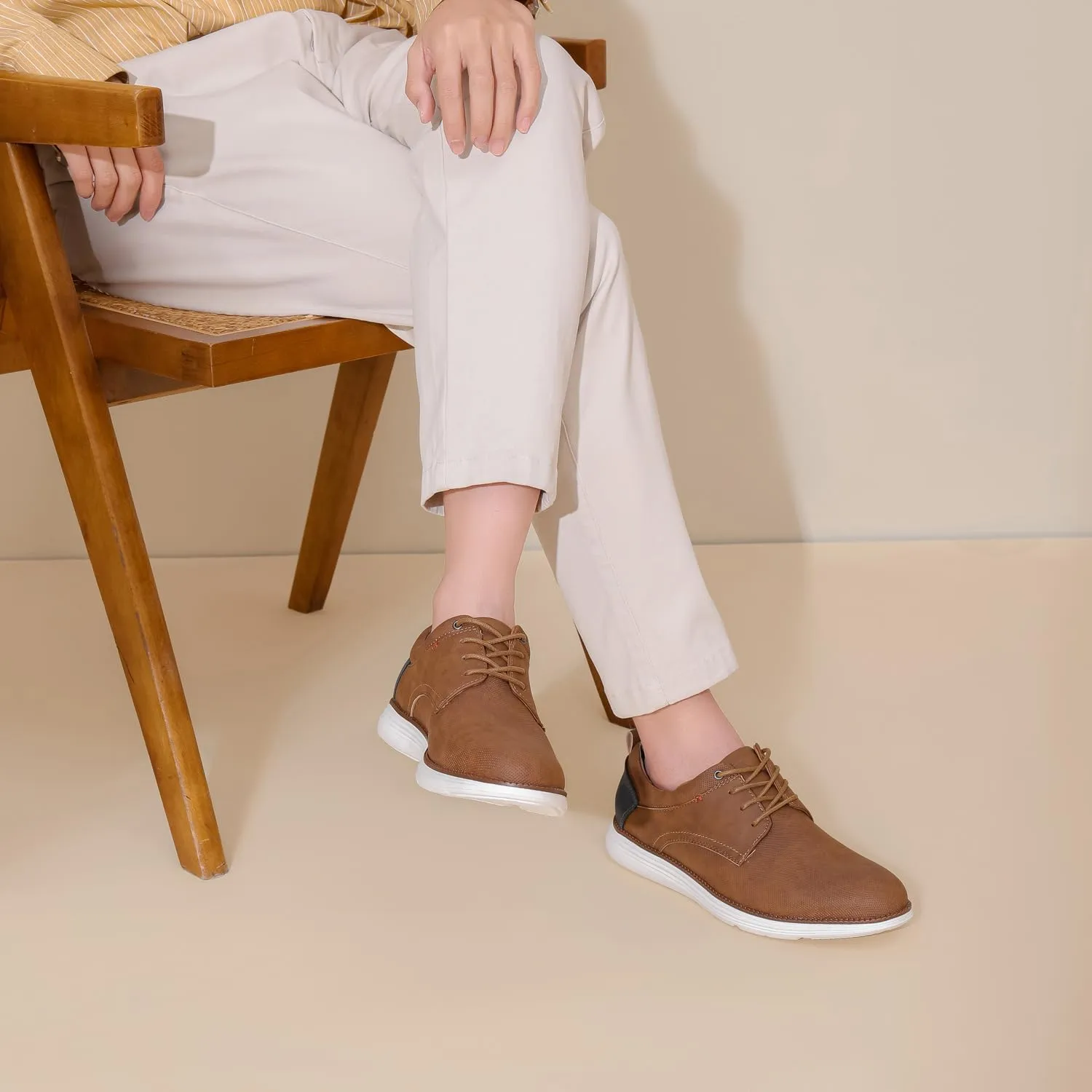 Men's Plain Toe Oxford Business Casual Shoes with Cushioning & Derby Flexibility & Fashion Sneakers
