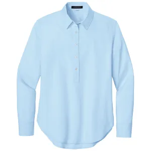 Mercer Mettle Women's Light Blue Long Sleeve Modern Oxford Shirt