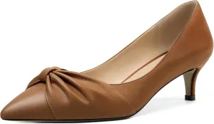 Mettesally Womens Kitten Heel Pumps Pointed Toe Mid Heels Bow Tie Comfort Slip On Heeled Shoes for Wedding Party Office