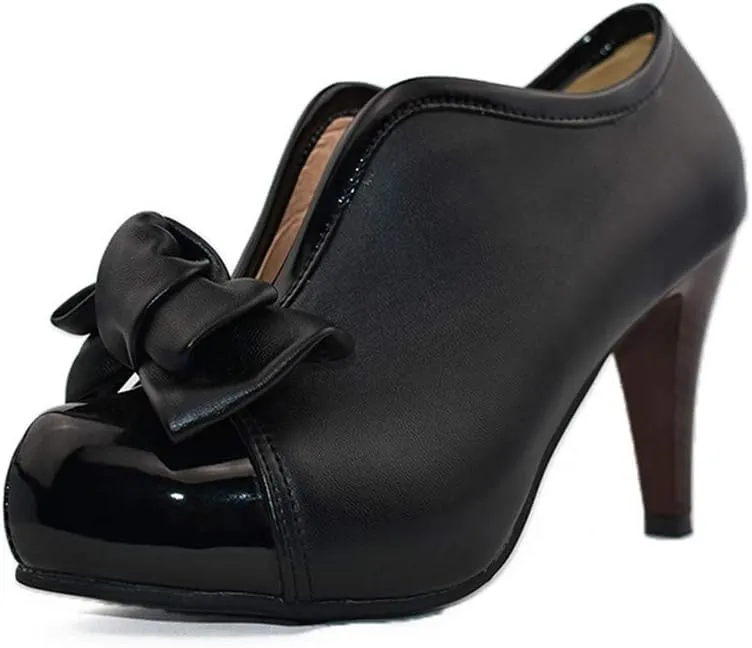 MFairy Fashion Classic Platform Pumps for Women with Bowties Sexy High Heeled Slip on Shoes