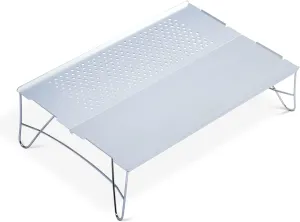Mini Solo Folding Table Ultralight Compact with Carry Bag for Backpacking Camping Hiking Beach (Silver)