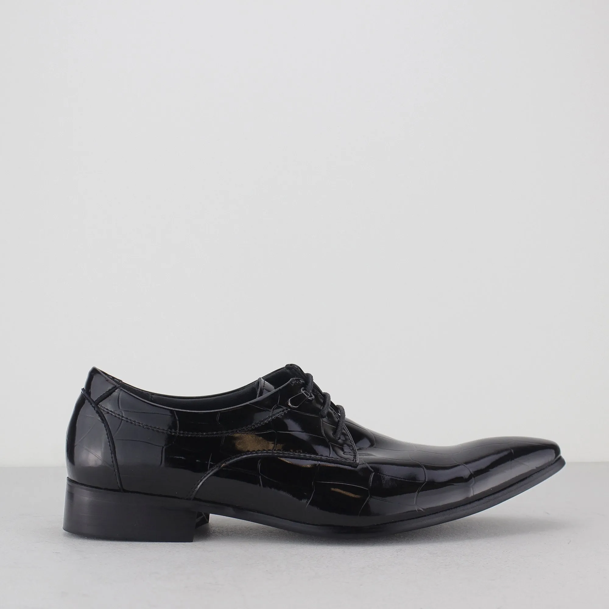 Mister Carlo VICTOR Mens Patent Lace Up Shoes Black