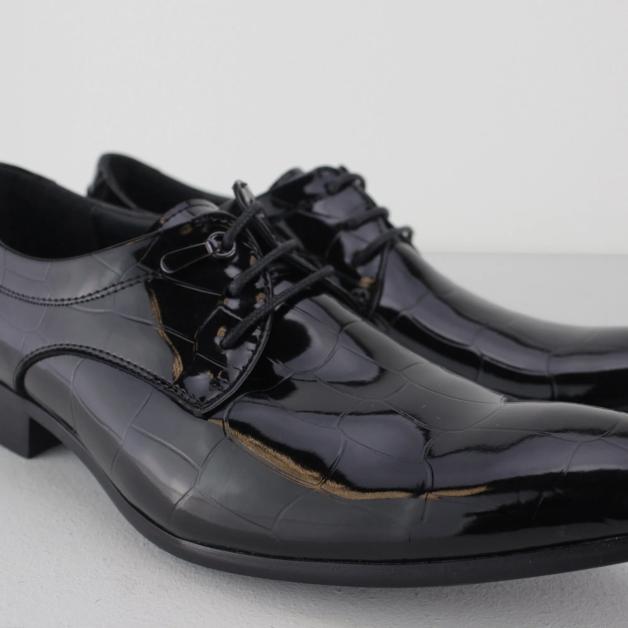 Mister Carlo VICTOR Mens Patent Lace Up Shoes Black
