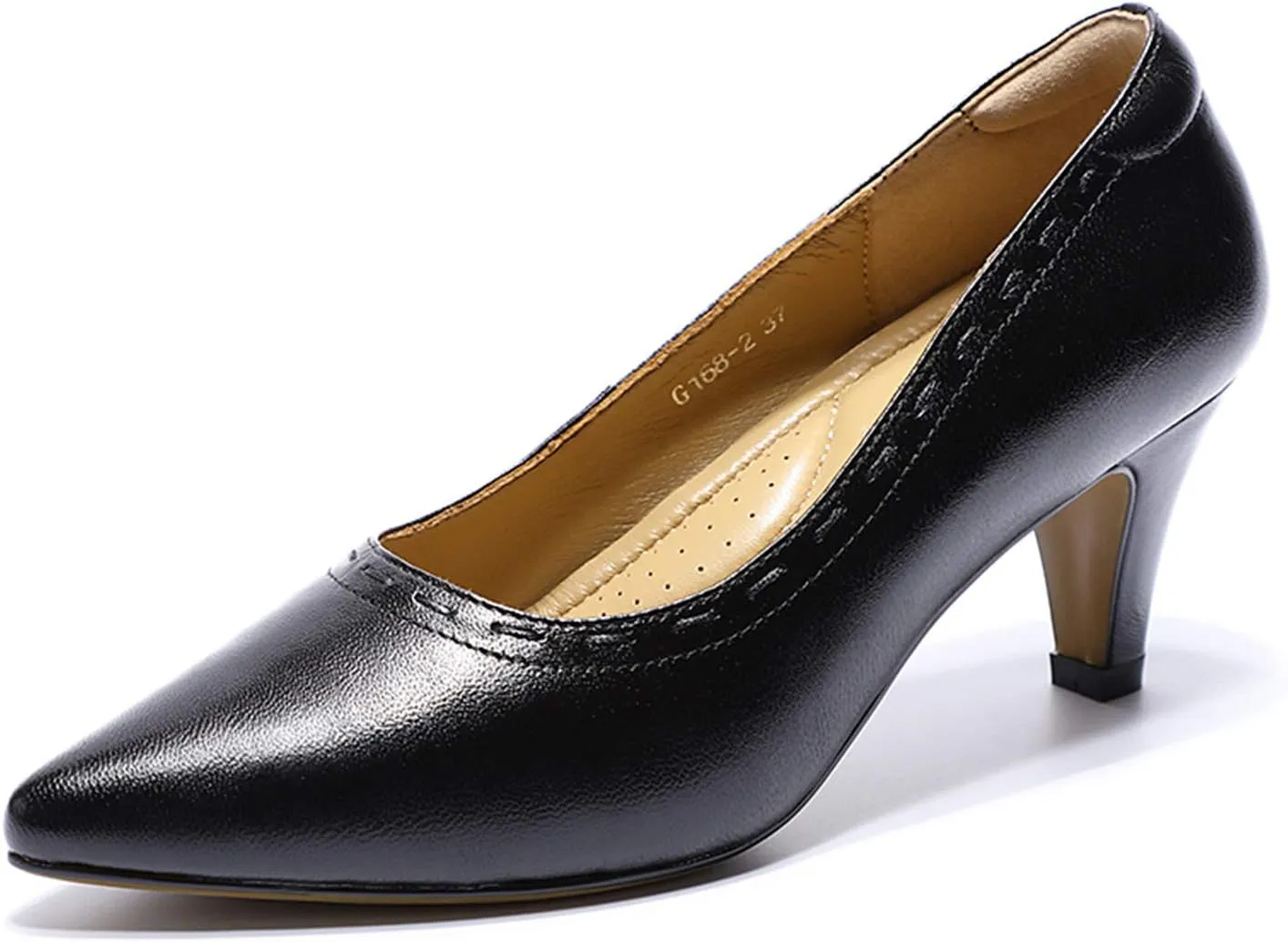 Mona flying Women's Leather Pointed Toe Dress Pumps Comfort High Heels Office Work Shoes for Ladies