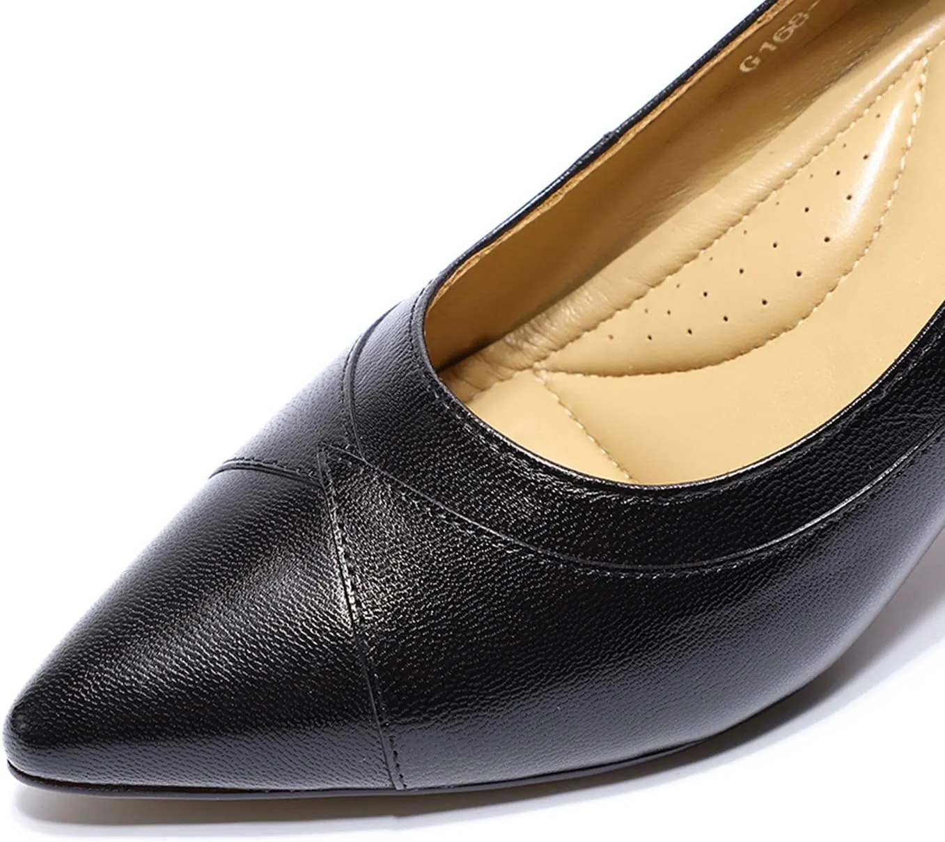 Mona flying Women's Leather Pointed Toe Dress Pumps Comfort High Heels Office Work Shoes for Ladies
