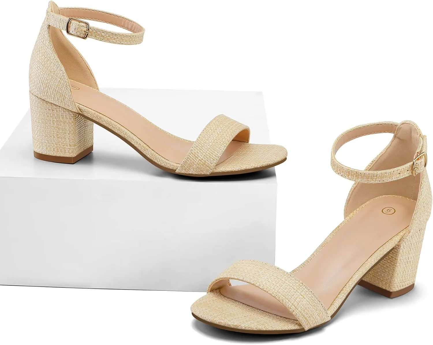 mysoft Women's Chunky Low Heels Open Toe Block Heeled Dress Ankle Strap Pump Wedding Sandals