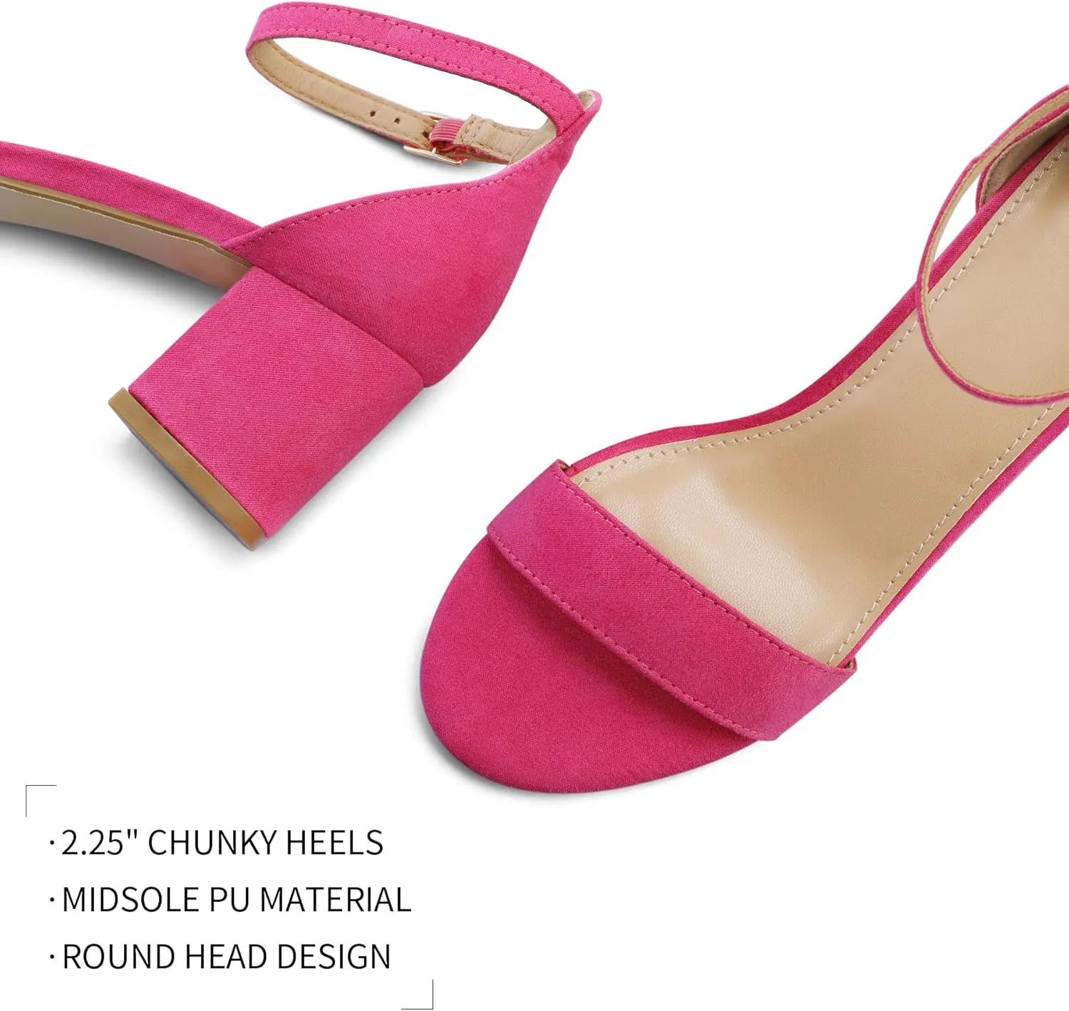 mysoft Women's Chunky Low Heels Open Toe Block Heeled Dress Ankle Strap Pump Wedding Sandals