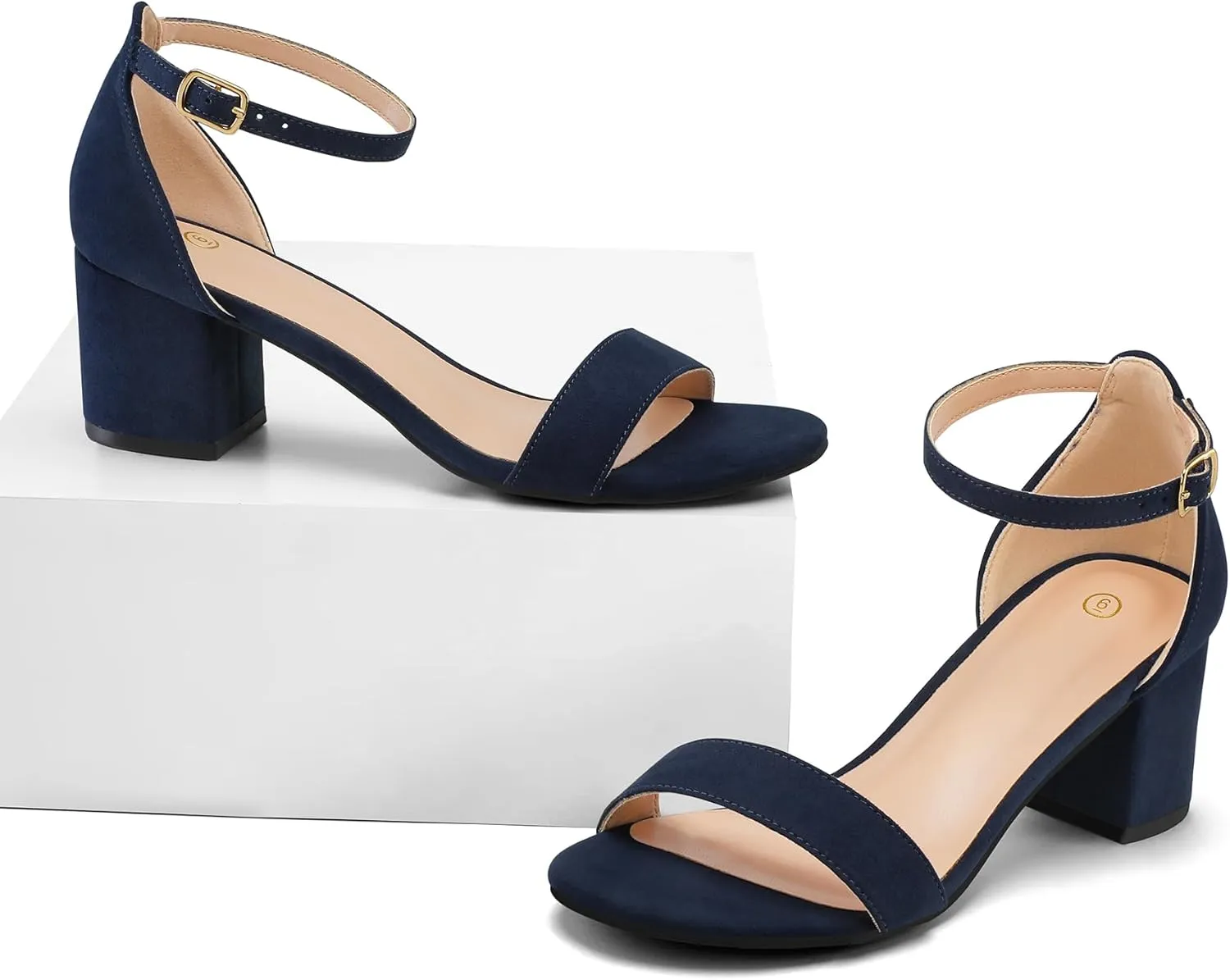 mysoft Women's Chunky Low Heels Open Toe Block Heeled Dress Ankle Strap Pump Wedding Sandals