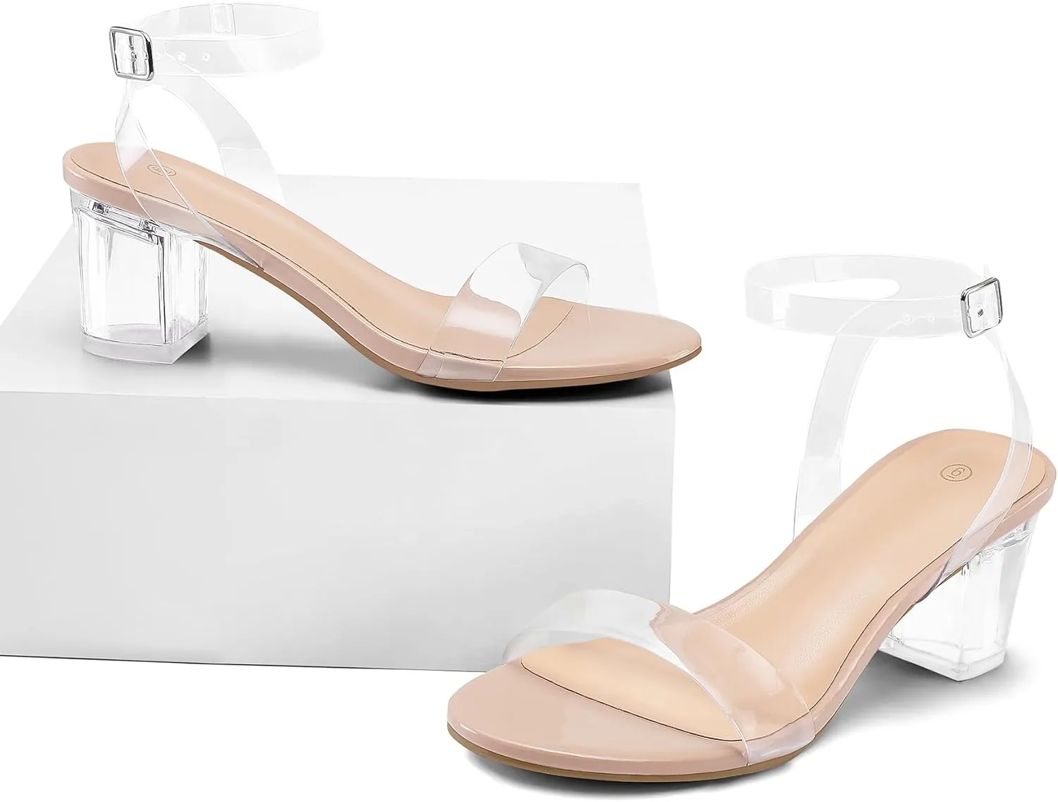 mysoft Women's Chunky Low Heels Open Toe Block Heeled Dress Ankle Strap Pump Wedding Sandals