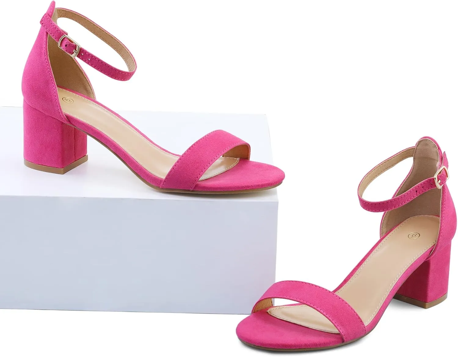 mysoft Women's Chunky Low Heels Open Toe Block Heeled Dress Ankle Strap Pump Wedding Sandals