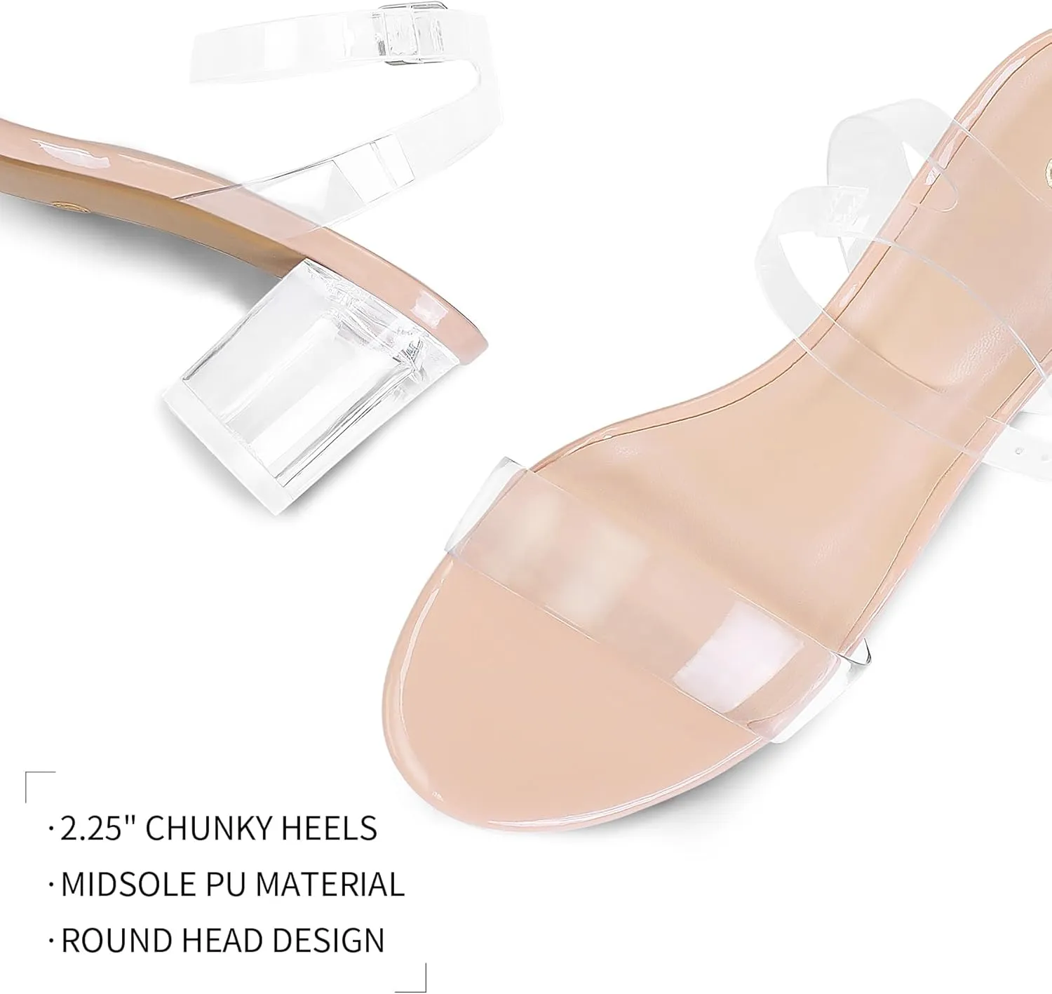 mysoft Women's Chunky Low Heels Open Toe Block Heeled Dress Ankle Strap Pump Wedding Sandals