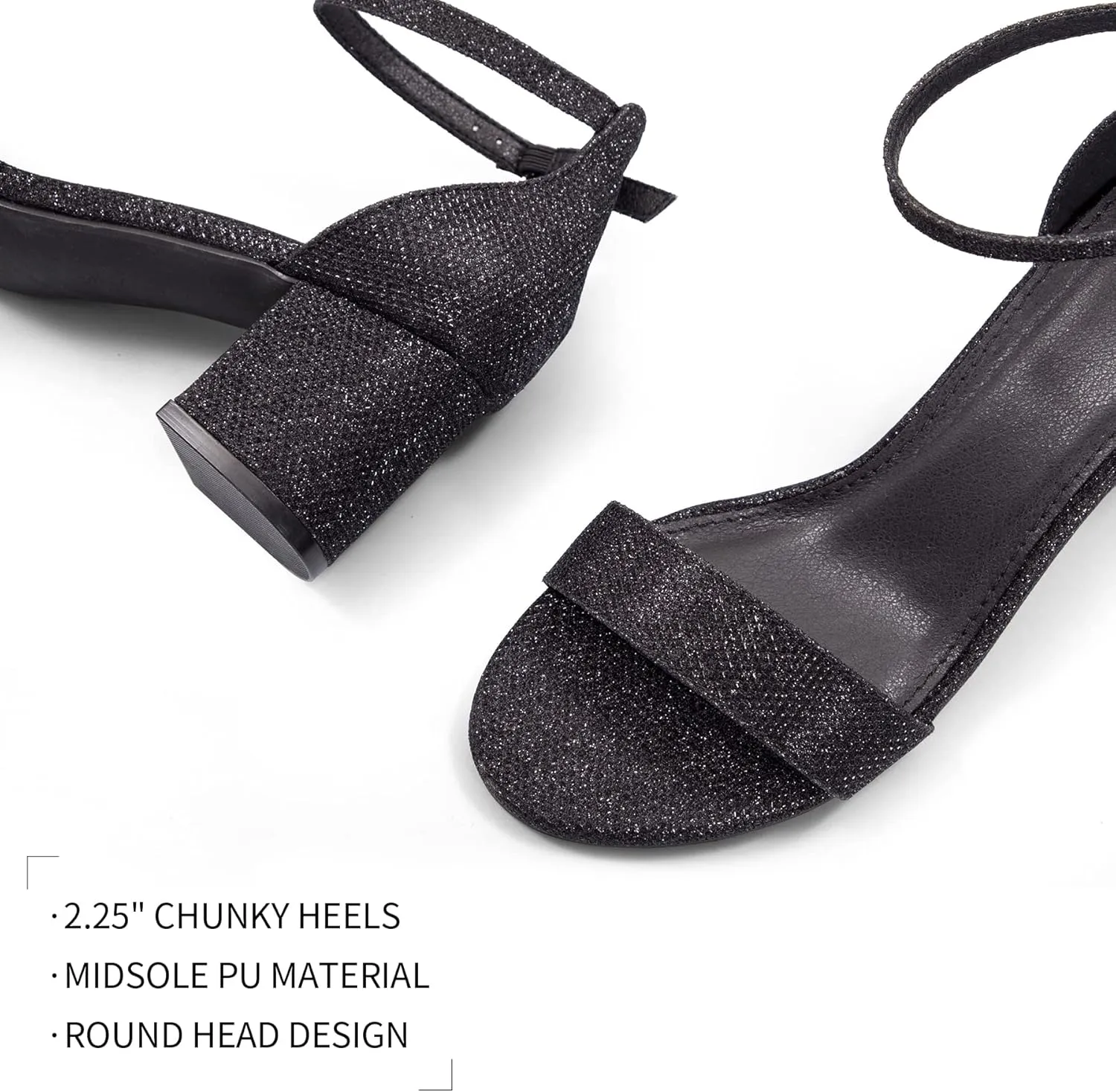 mysoft Women's Chunky Low Heels Open Toe Block Heeled Dress Ankle Strap Pump Wedding Sandals