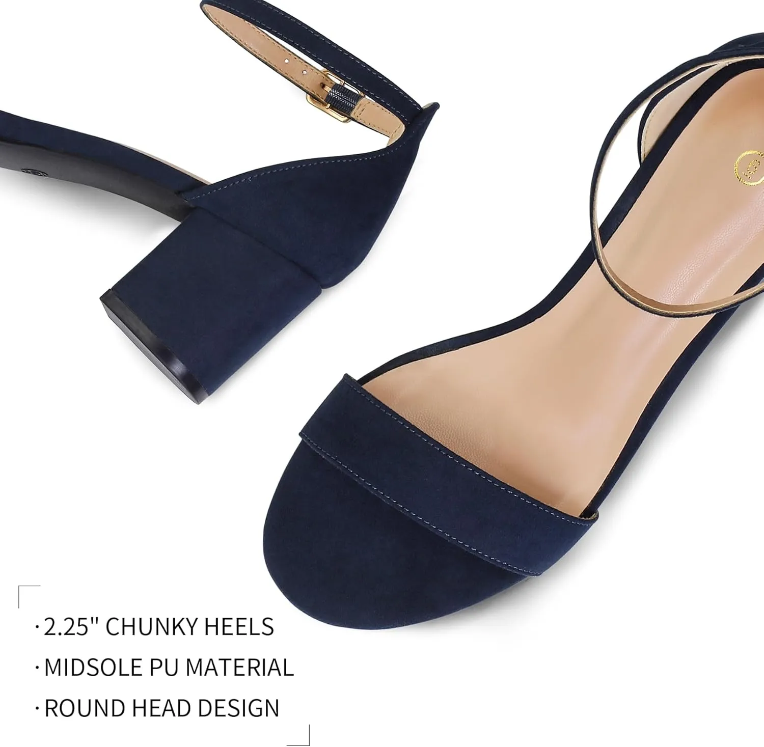 mysoft Women's Chunky Low Heels Open Toe Block Heeled Dress Ankle Strap Pump Wedding Sandals