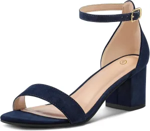 mysoft Women's Chunky Low Heels Open Toe Block Heeled Dress Ankle Strap Pump Wedding Sandals