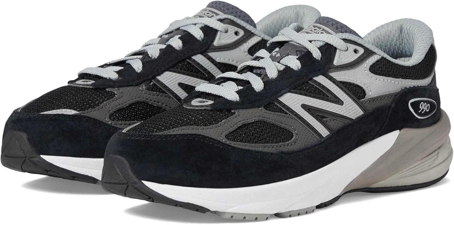 New Balance Baby Boys 990 V6 Lace-up Sneaker, Black/Silver, 3 Infant