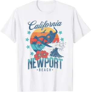 Newport Beach California Surfing Vintage Vacation Retro Surf T-Shirt