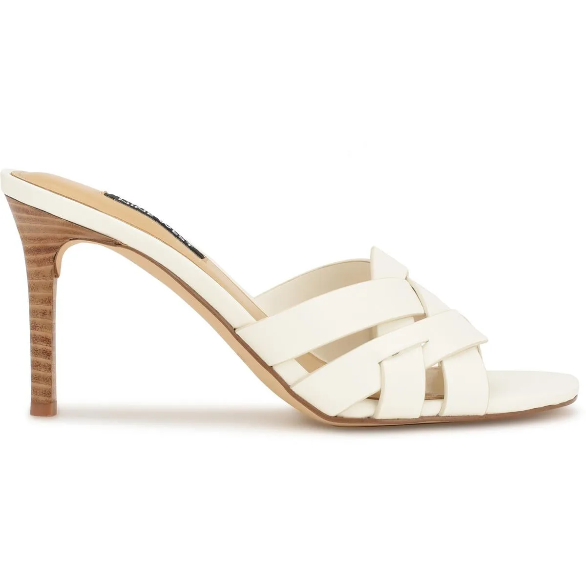 Nine West Womens LINETTE3 Cushioned Footbed Faux Leather Mule Sandals
