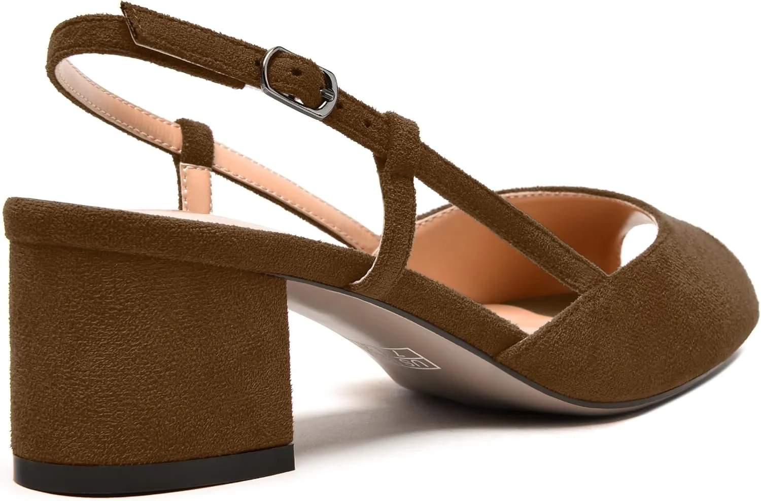 NUMALEO Womens Party Suede Buckle Comfortable Slingback Peep Toe Sexy Chunky Low Heel Pumps Shoes 2 Inch