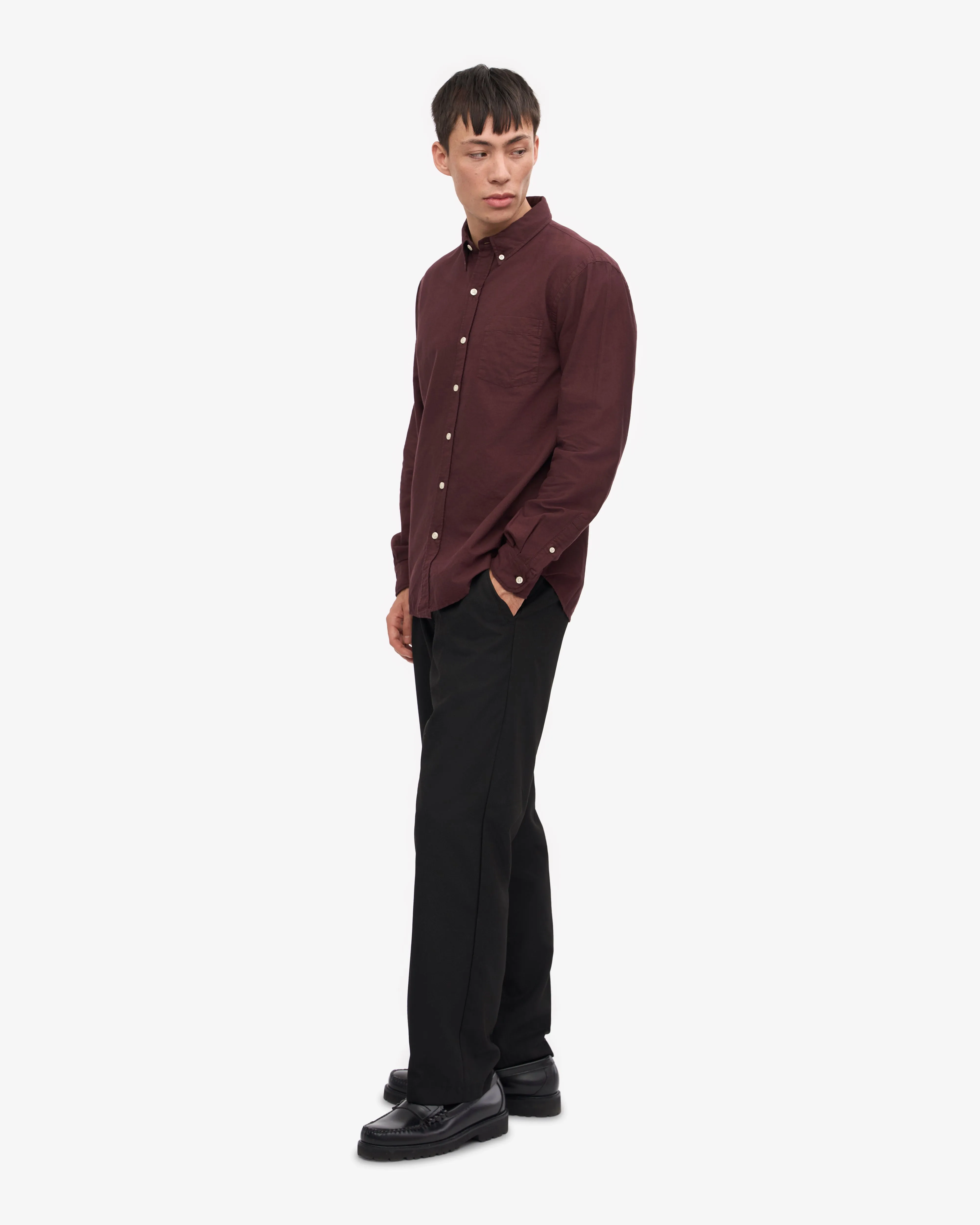 Organic Button Down Shirt - Oxblood Red