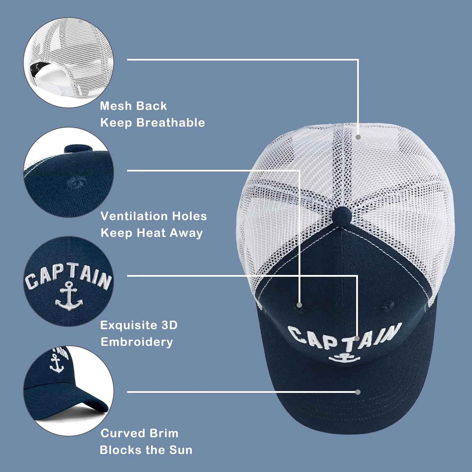 Outdoor Hat Captain Hats Hunting Hat Biggfoot Hat Mountain Baseball Cap Sailing Trucker Hat for Men Women