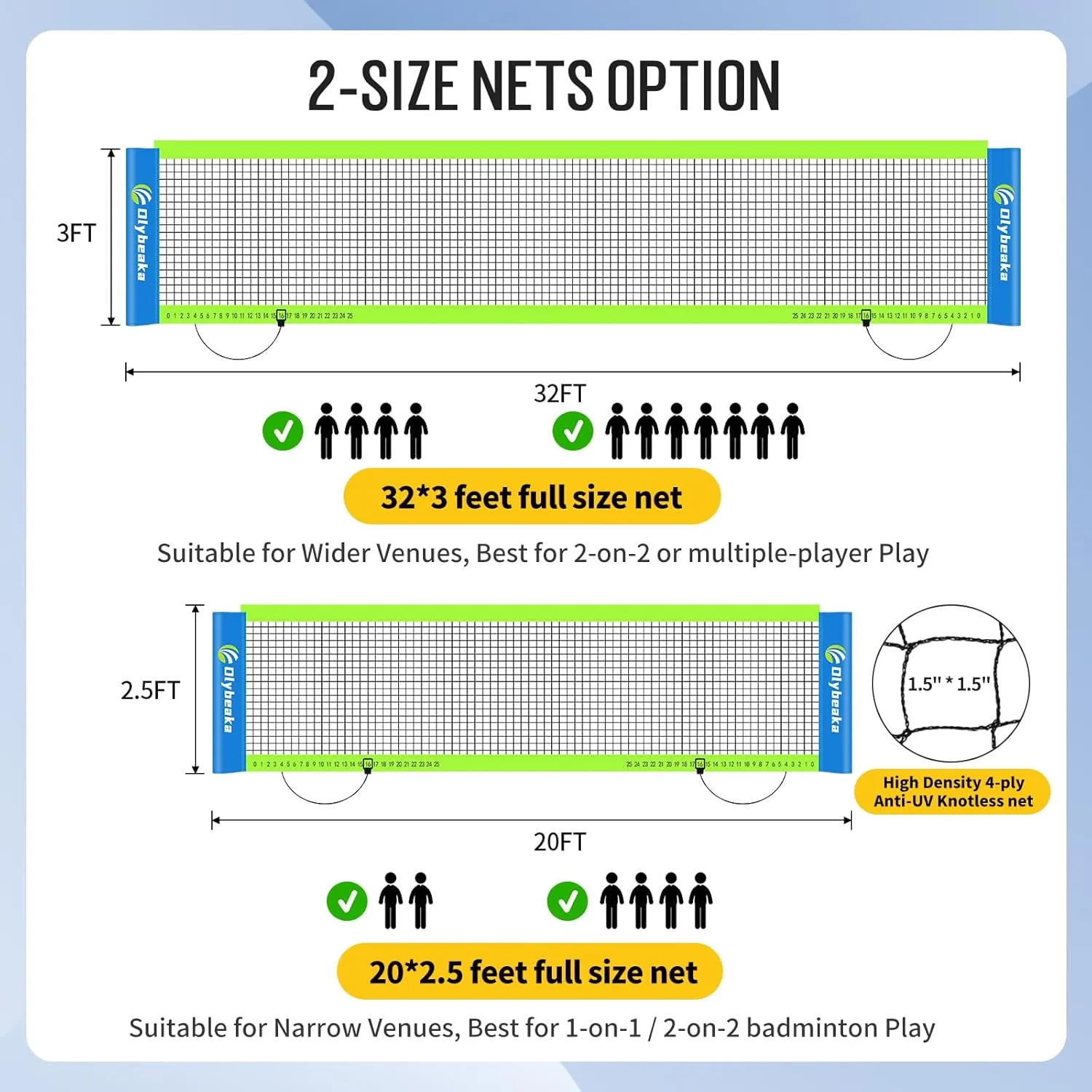 Outdoor Professional Volleyball & Badminton Net Set With 2 Nets, Portable Volleyball Badminton Combo Set for Backyard, Beach with Adjustable Poles, 4 Aluminum Rackets, PU Volleyball, Carry Bag