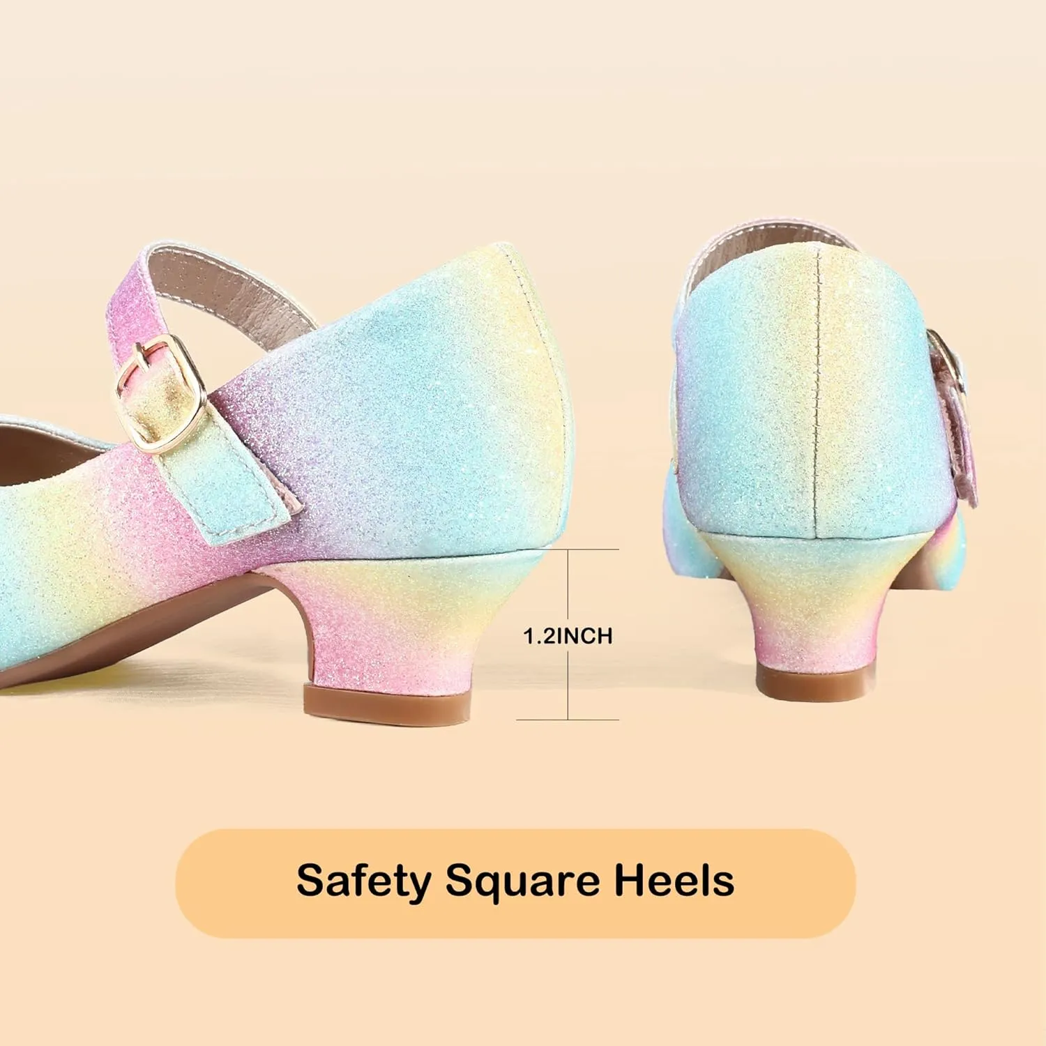 PANDANINJIA Molly Girls Dress Shoes Mary Jane Heels Flower Wedding Party Back to School Pump Shoes for Toddler Little Kid