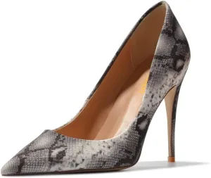 Pazzion Women Classic Closed Pointed Toe Stiletto Heeled Pumps Slip On Snakeskin High Heel Shoes for Party Evening Dress Size 4-16 US