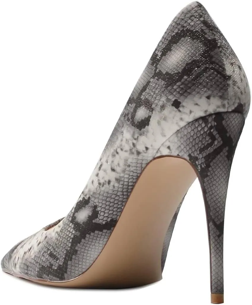 Pazzion Women Classic Closed Pointed Toe Stiletto Heeled Pumps Slip On Snakeskin High Heel Shoes for Party Evening Dress Size 4-16 US