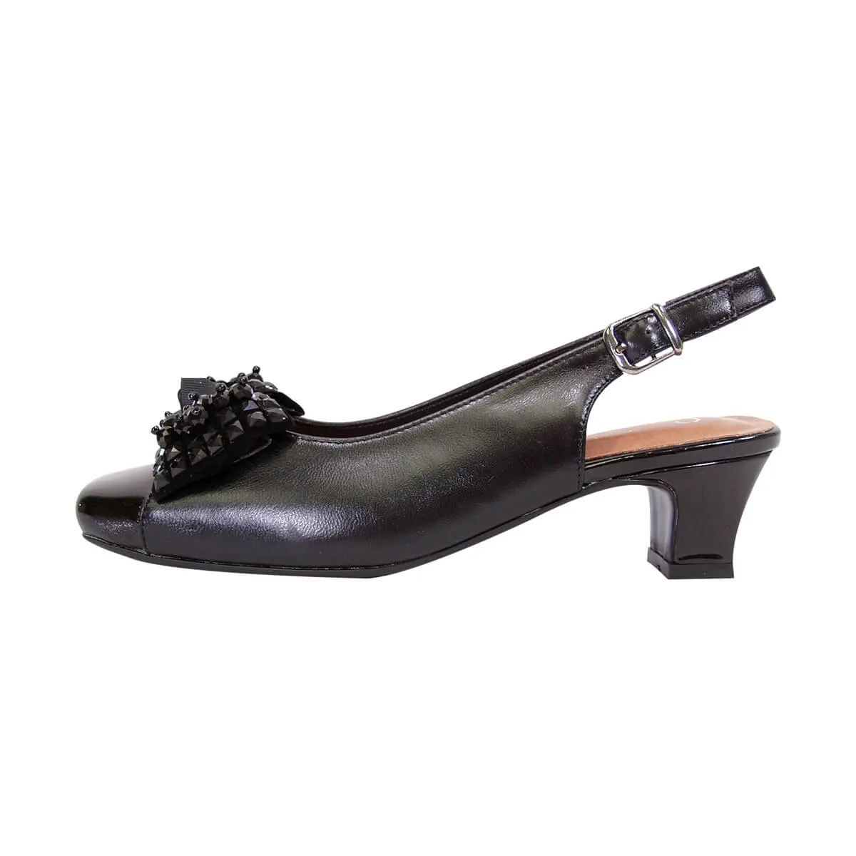 PEERAGE Cathy Women's Wide Width Leather Slingback Pumps