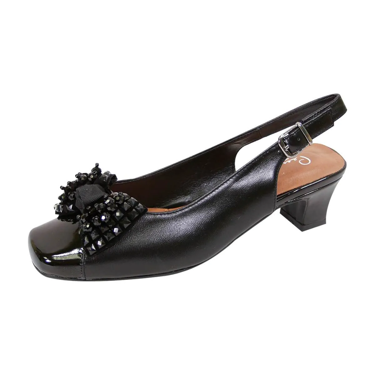 PEERAGE Cathy Women's Wide Width Leather Slingback Pumps
