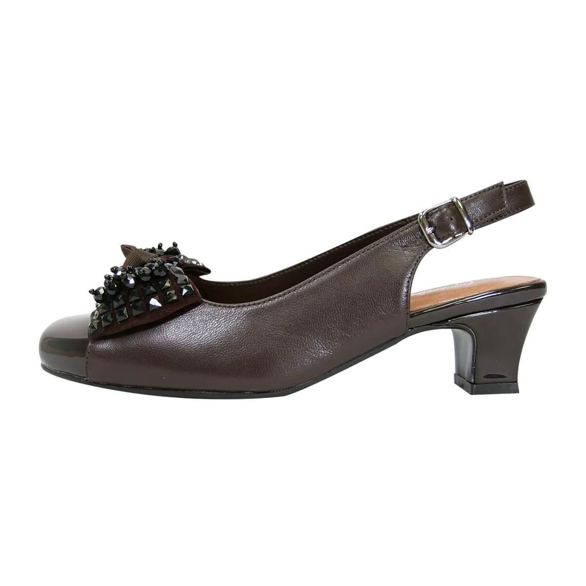 PEERAGE Cathy Women's Wide Width Leather Slingback Pumps