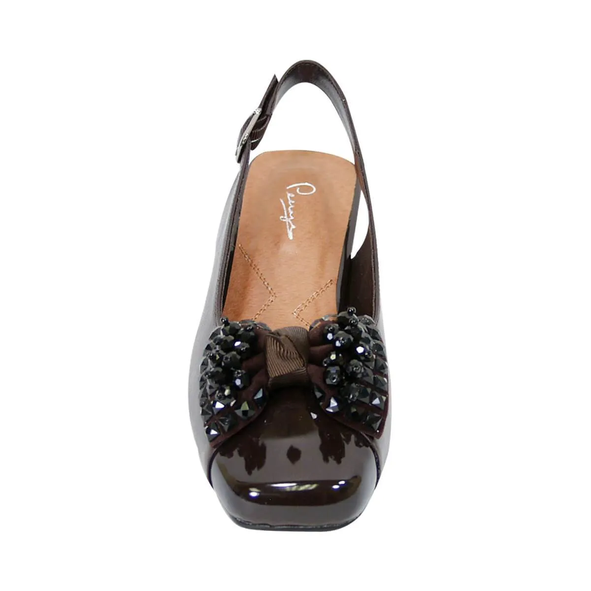 PEERAGE Cathy Women's Wide Width Leather Slingback Pumps