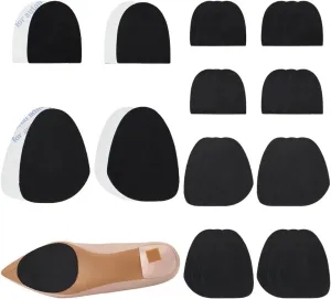 PH PandaHall 6 Pairs Self Adhesive Suede Soles Stick on Soles Non Slip Shoe Soles Forefoot & Heel Pads Adjustable Suede Patches for Dace Shoes High Heeled Shoes 5.5x4.2/3.5x3 Inch, Black