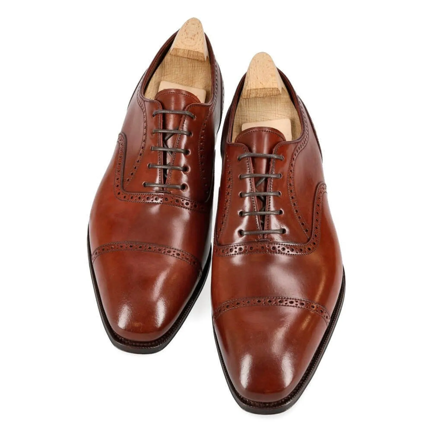 Polished Leather Cap-Toe Formal Oxford Shoes