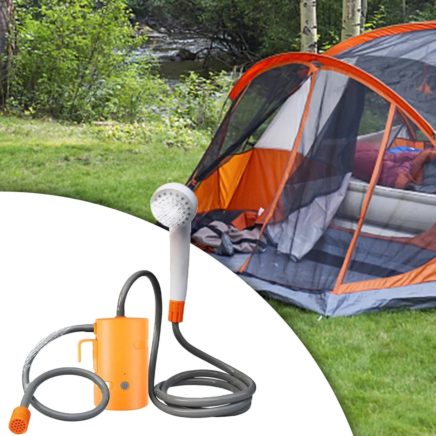 Portable Outdoor Shower Camping Shower Compact Electric Shower with Hose for Hiking Traveling Campervan Beach Car Washing