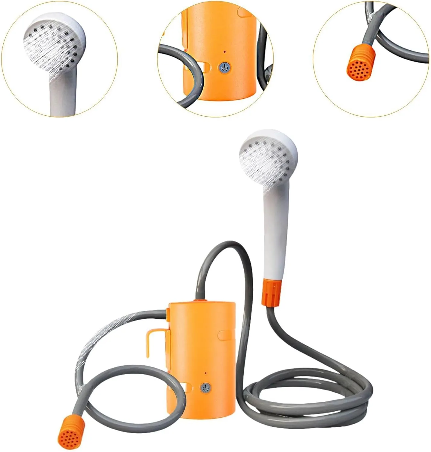 Portable Outdoor Shower Camping Shower Compact Electric Shower with Hose for Hiking Traveling Campervan Beach Car Washing