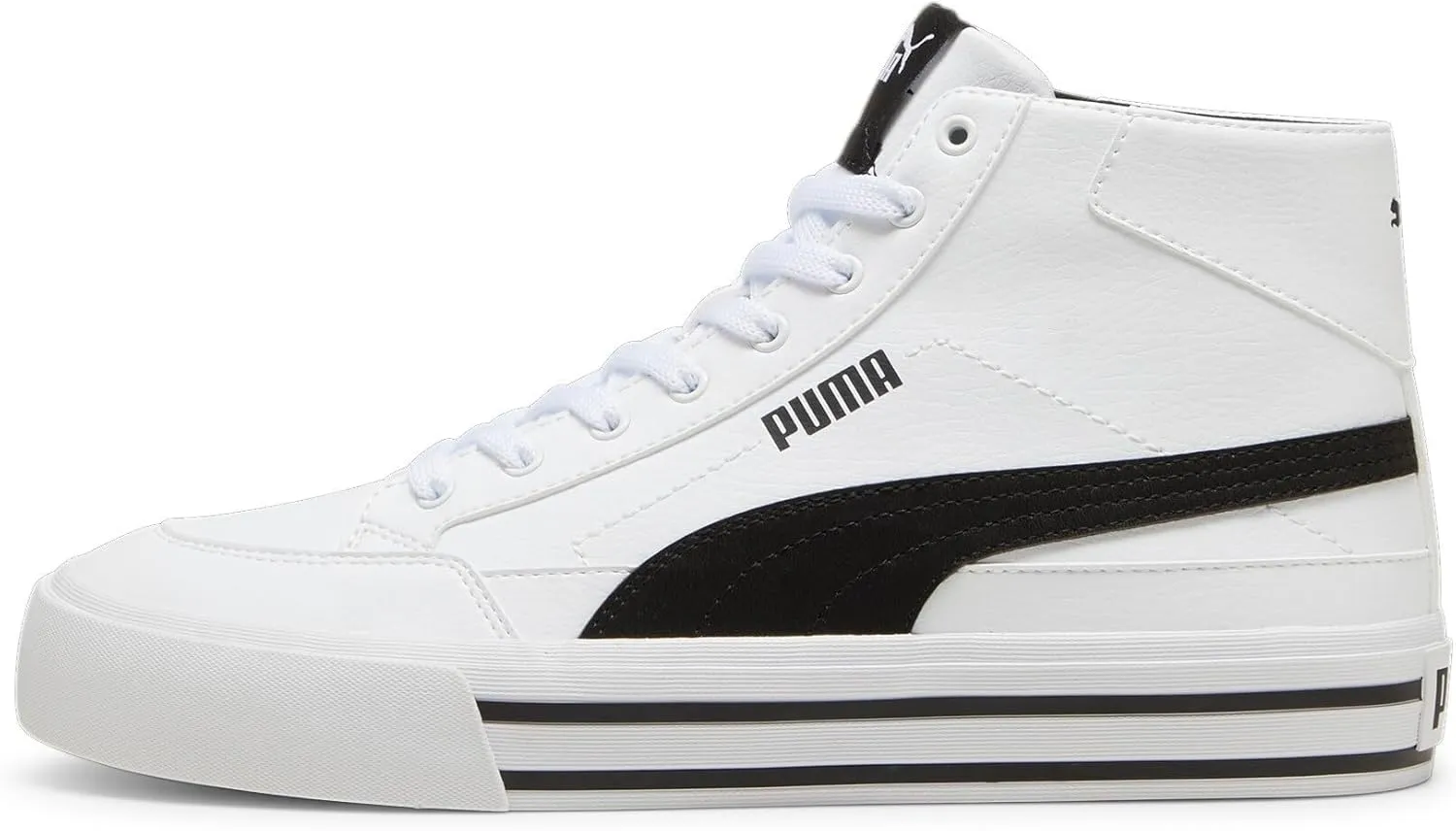 PUMA Men's Court Classic Vulc Mid Shoes, White-Black, 8